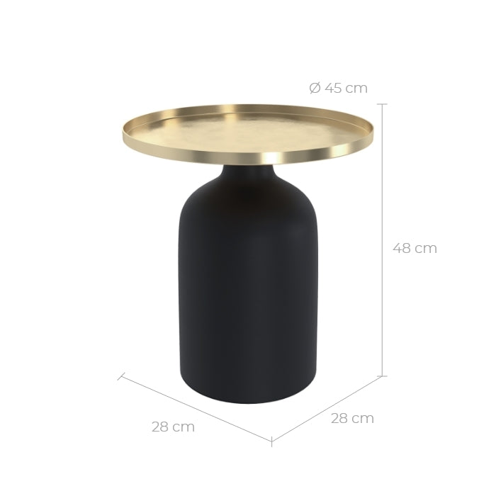 achat table d appoint ronde doree et noire