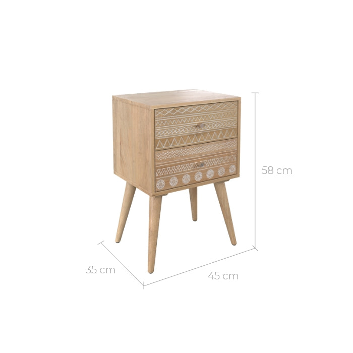 achat table de chevet 2 tiroirs bois clair