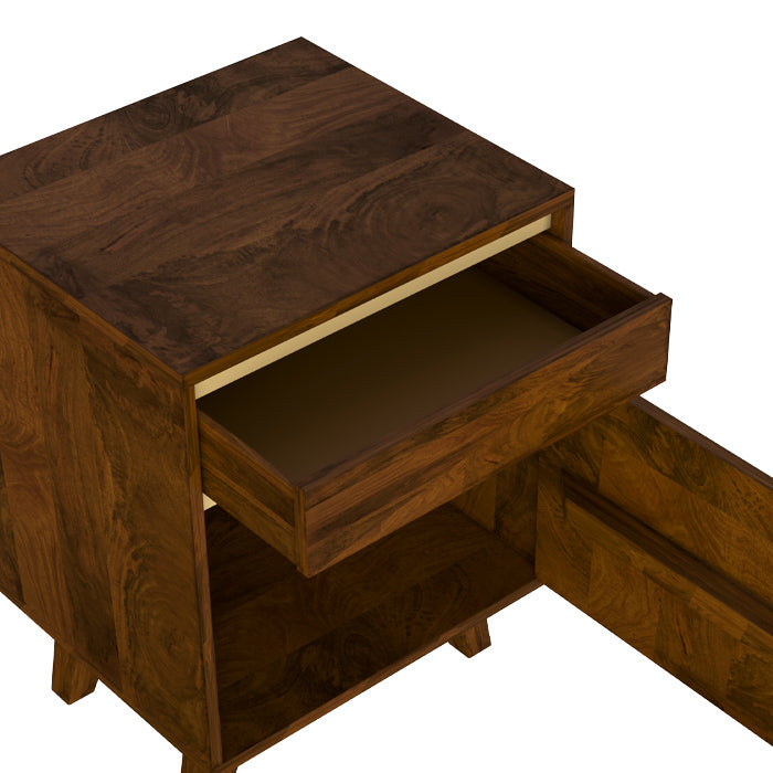 achat table de chevet bois fonce avec rangement