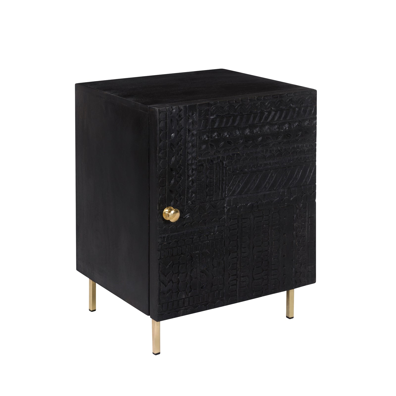 achat table de chevet en bois noir martele