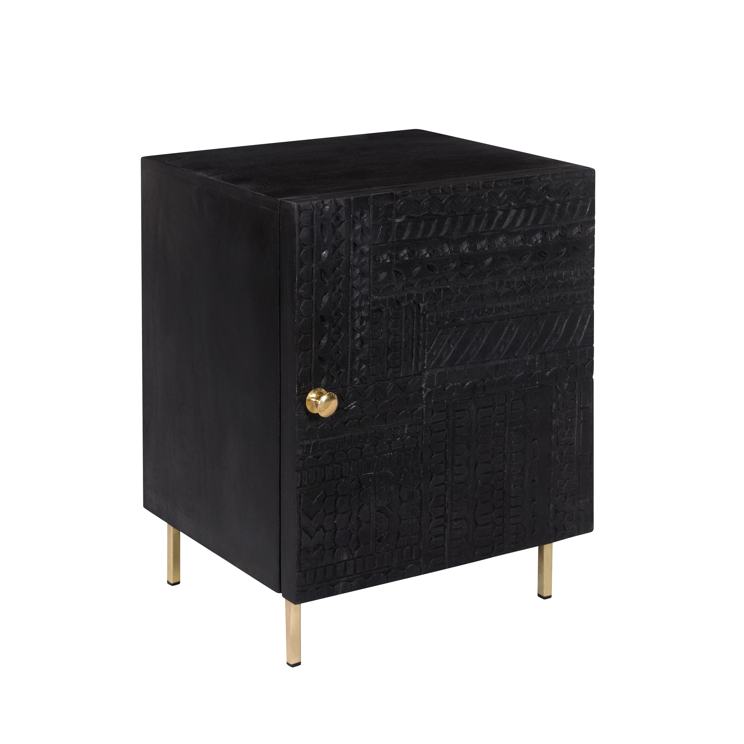achat table de chevet en bois noir martele