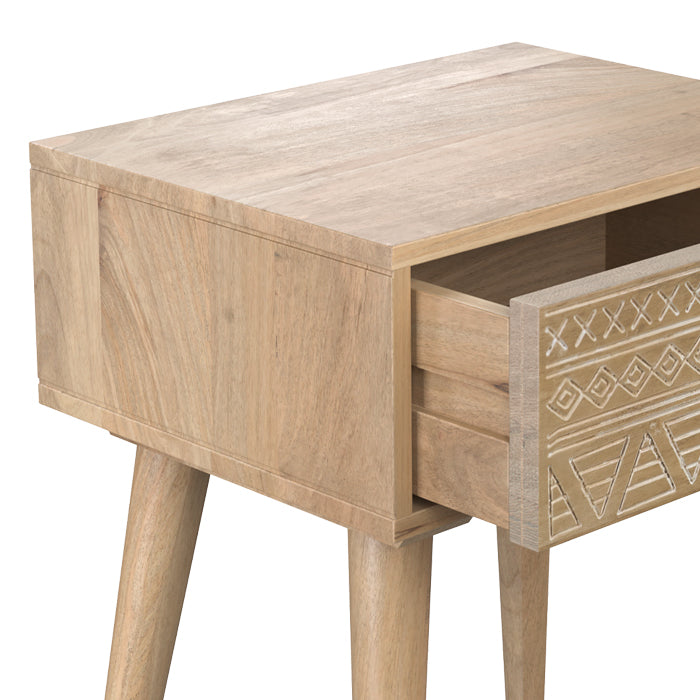 achat table de chevet ethnique gravee