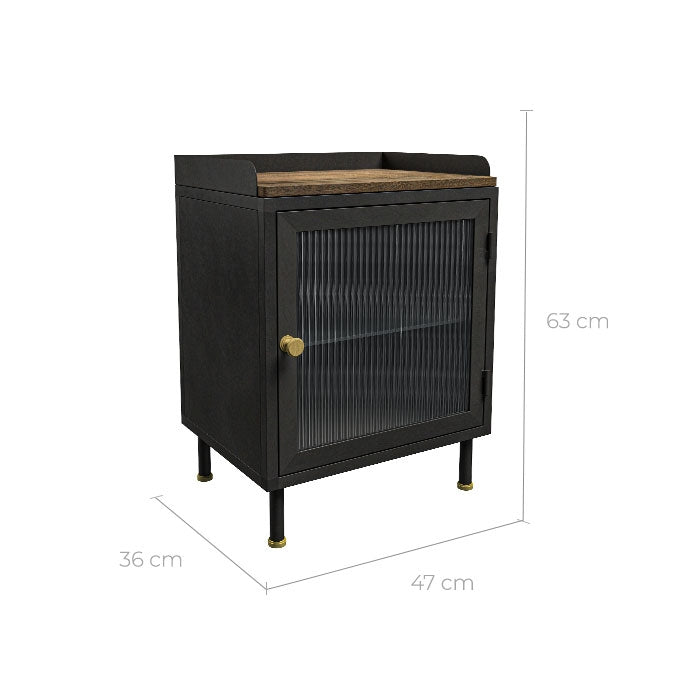 achat table de chevet metal bois glace