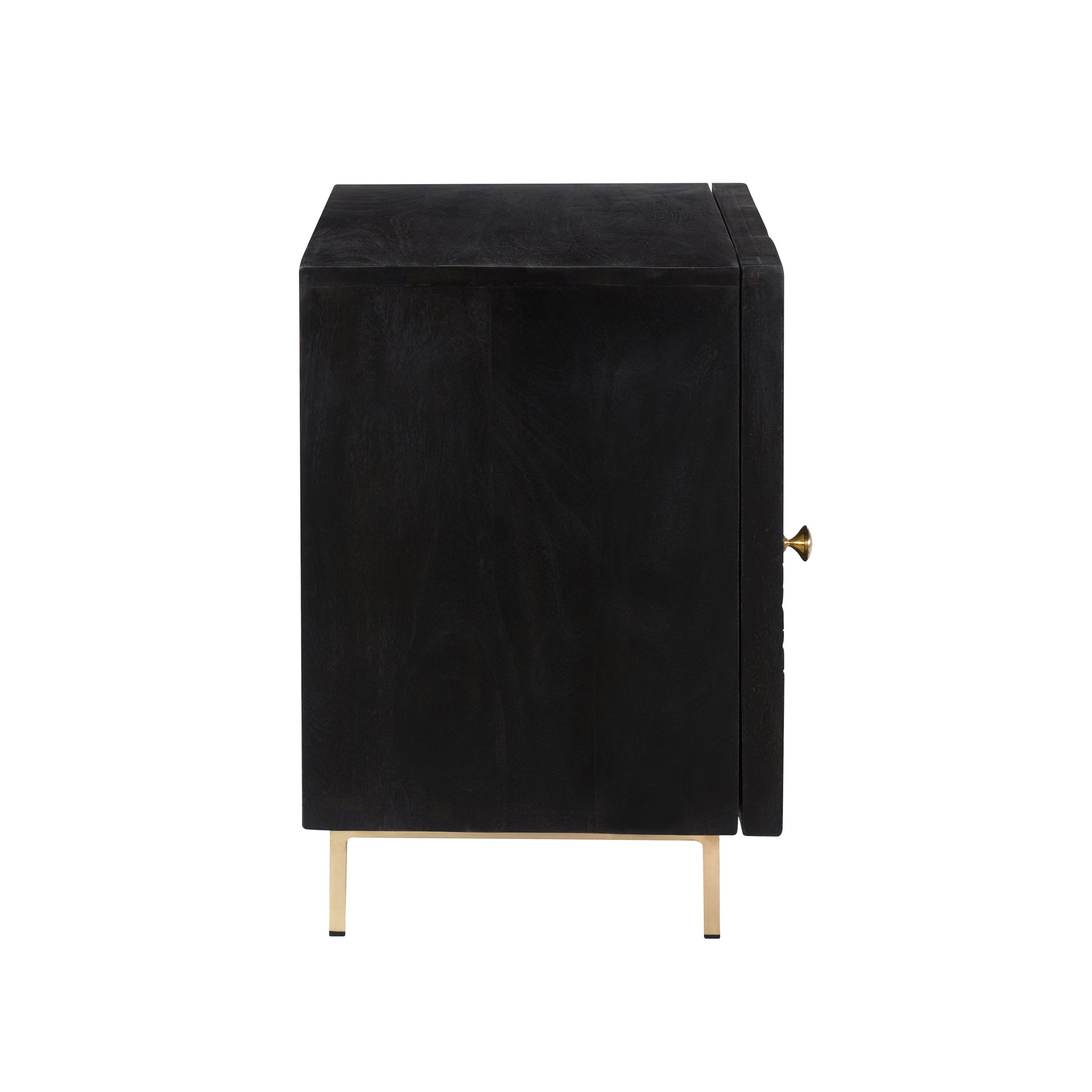 achat table de chevet noire pieds metal dore