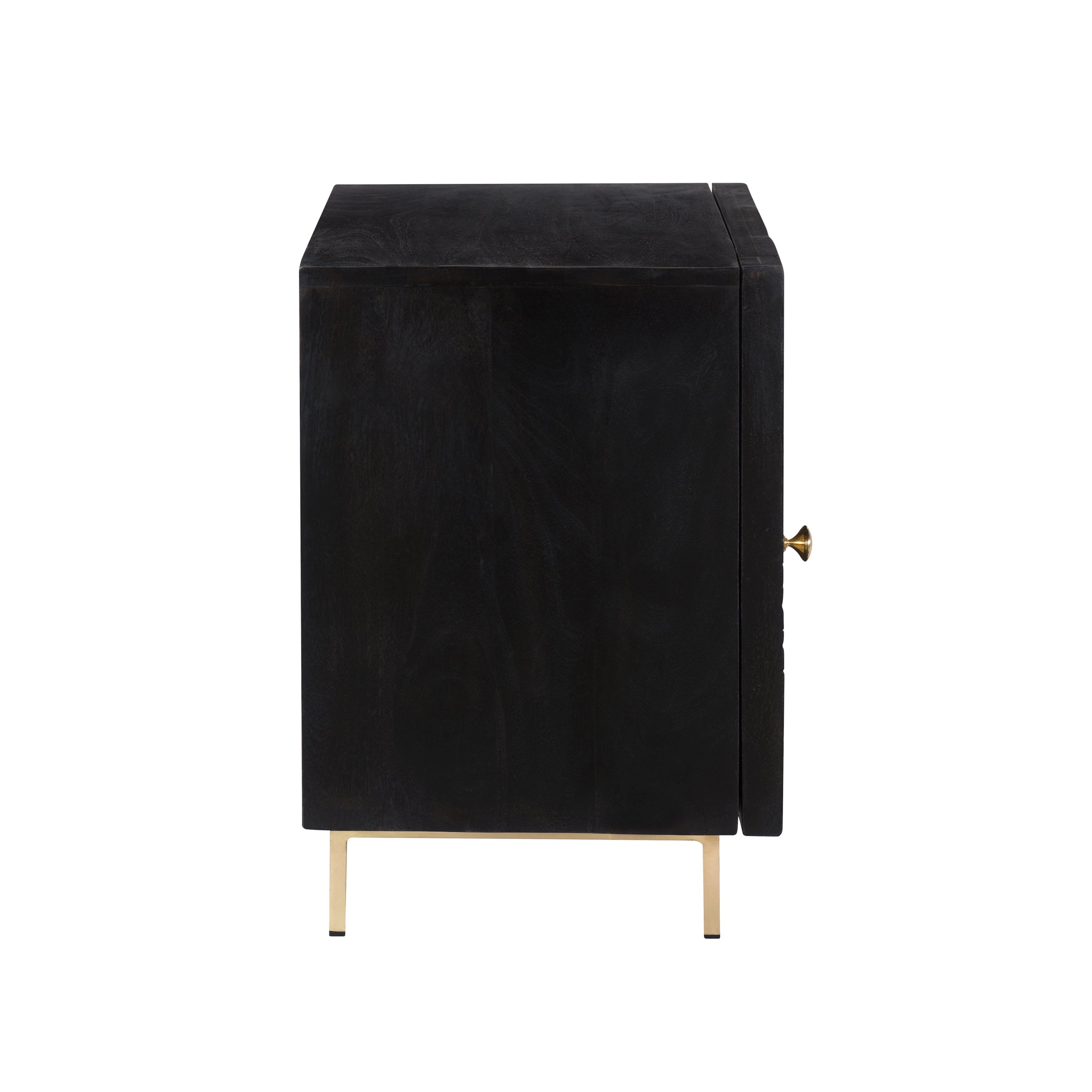achat table de chevet noire pieds metal dore