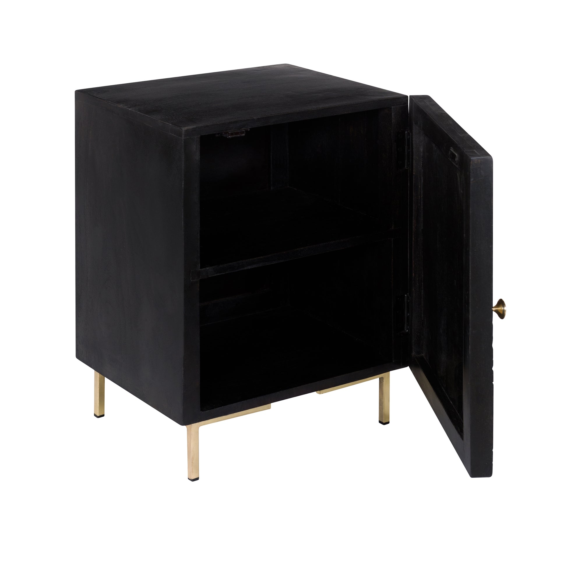achat table de chevet noires gravee pieds metal