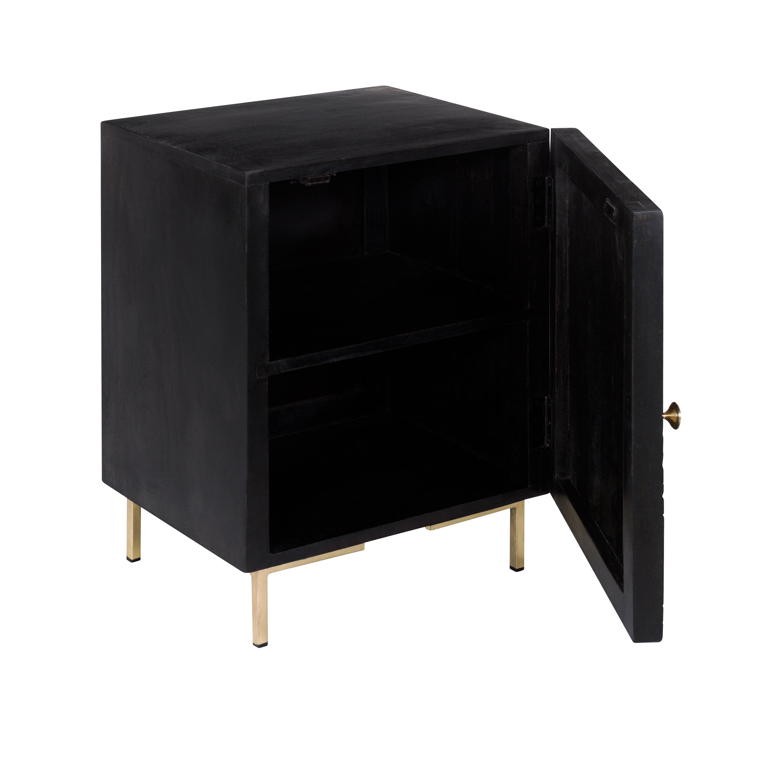 achat table de chevet noires gravee pieds metal