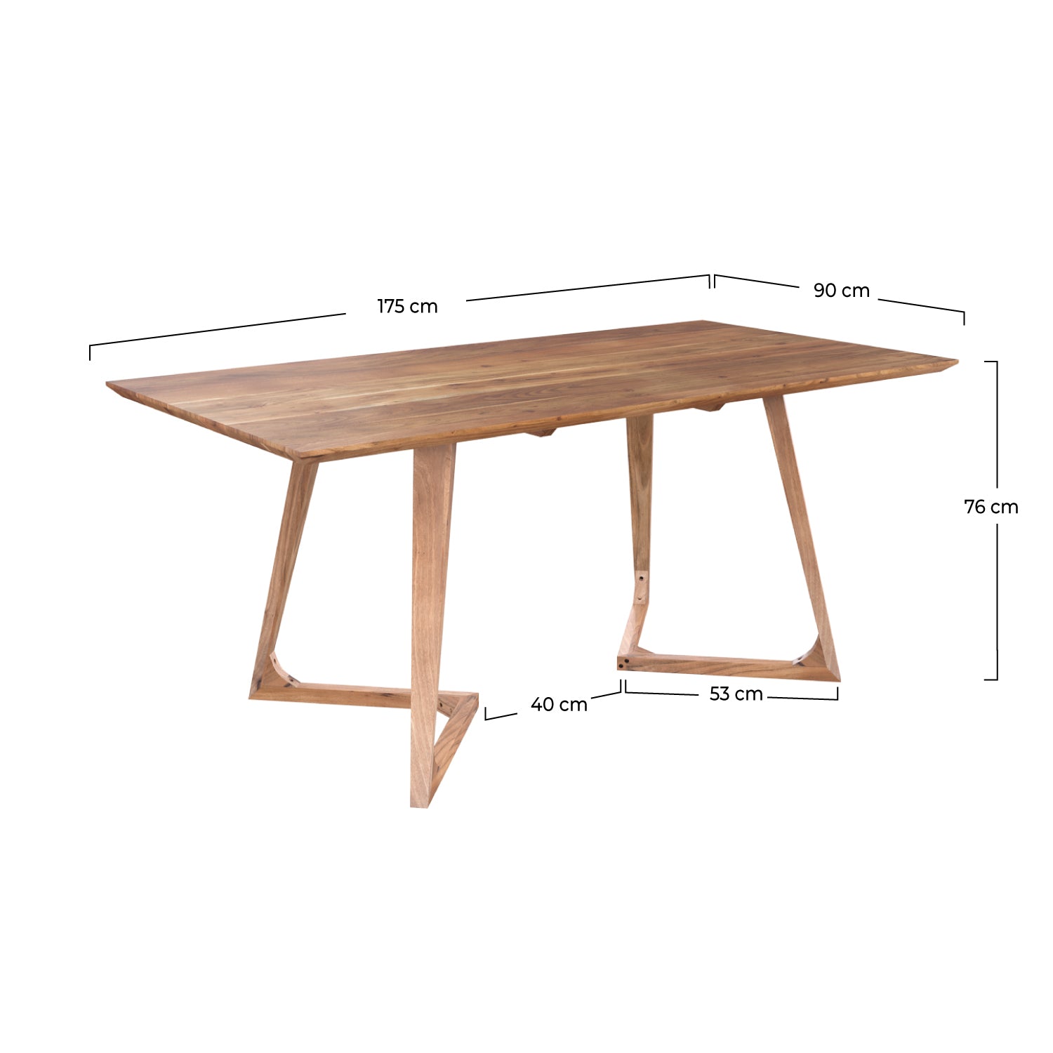 achat table de rectangulaire six personnes en bois d acacia et metal 175 cm rdv deco