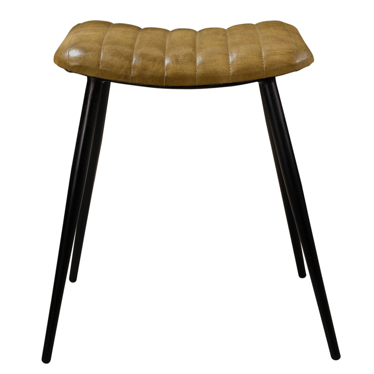 achat tabouret en cuir matelasse et pieds en metal bidar