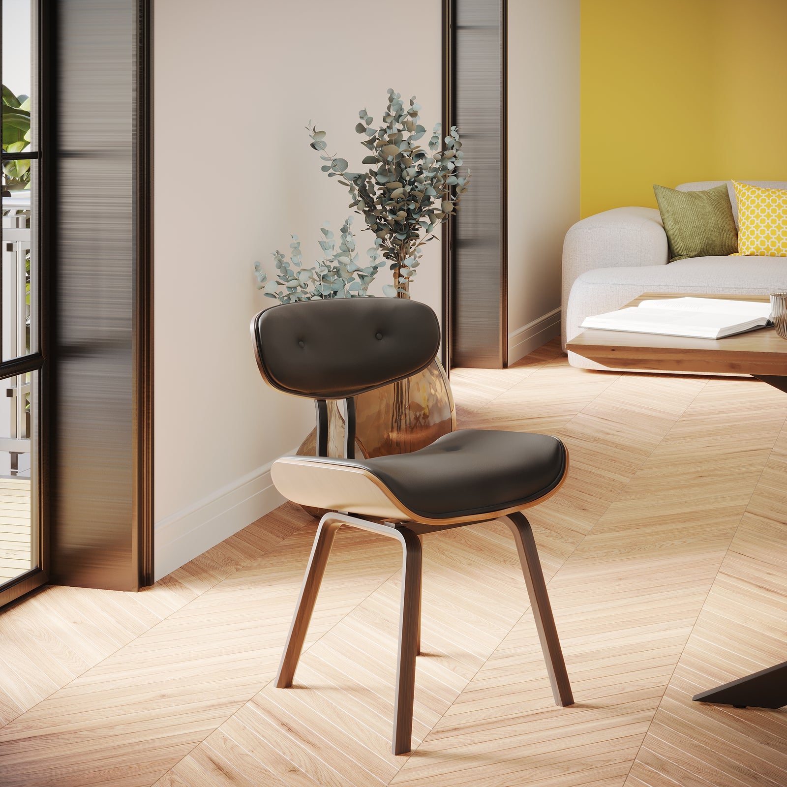 acheetr chaise petrus noir en pu pieds en bois