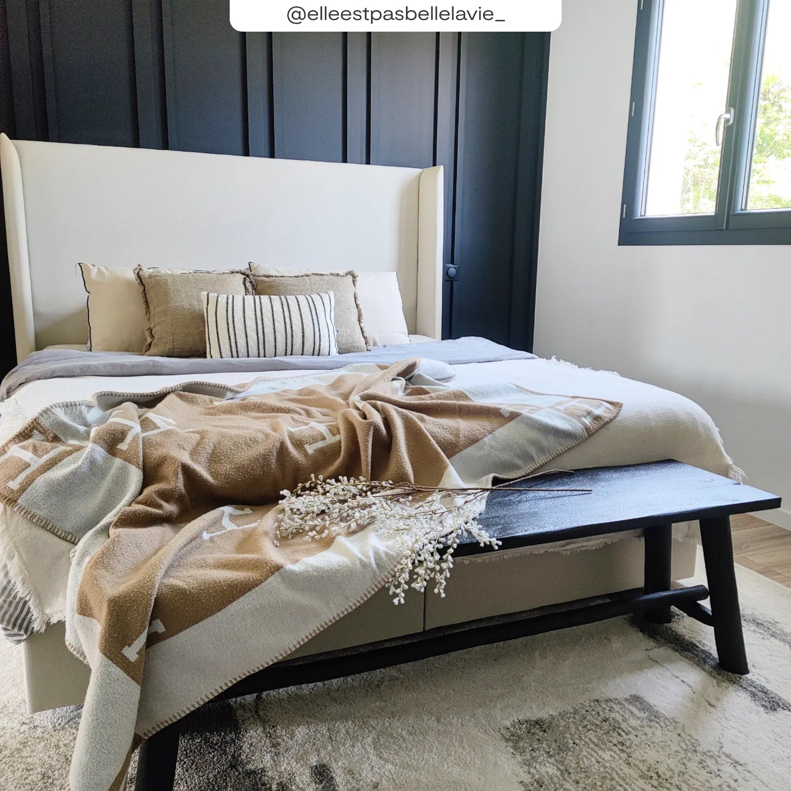 acheter banc 145 cm noir 3 places