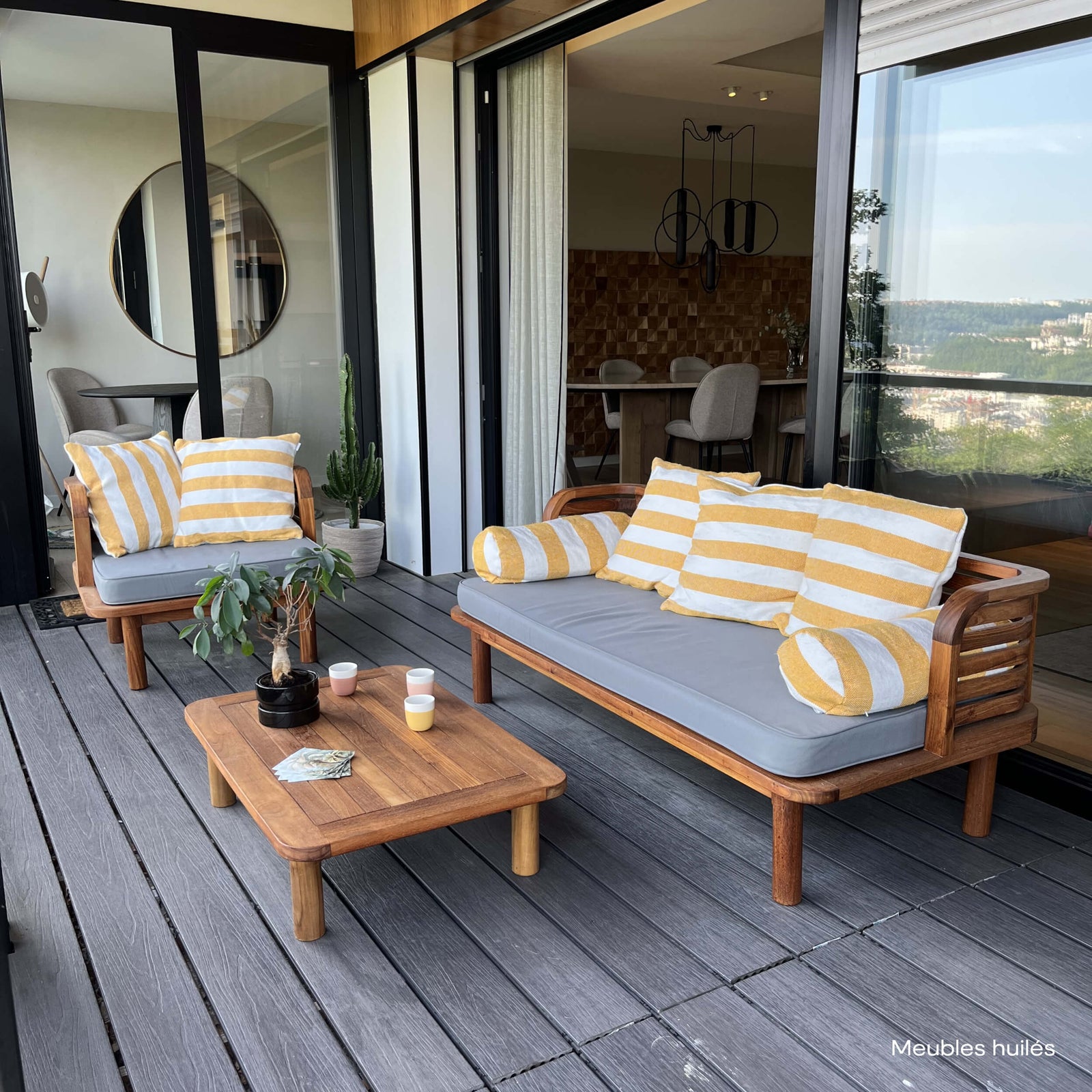 acheter banquette exterieur en bois de teck avec coussin_1