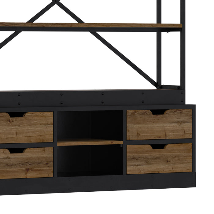 acheter bibliotheque 160 cm en bois et metal 4 tiroirs 2 niches