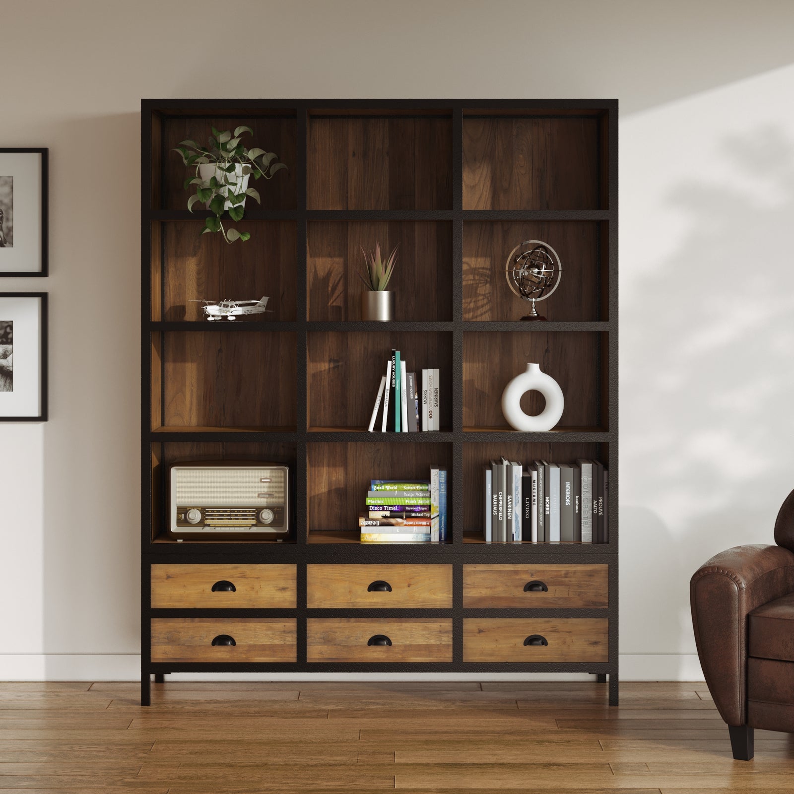 acheter bibliotheque en metal et bois shelby