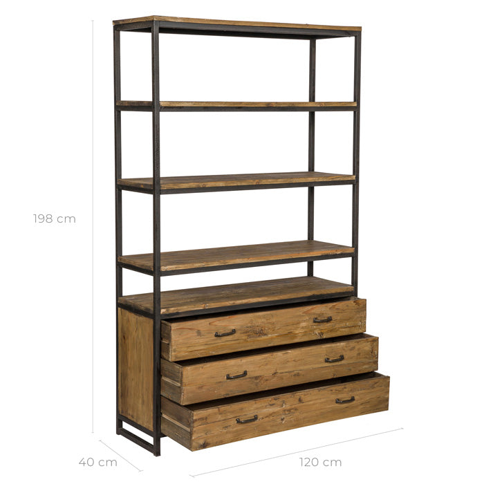 acheter bibliotheque rangement design bois brut