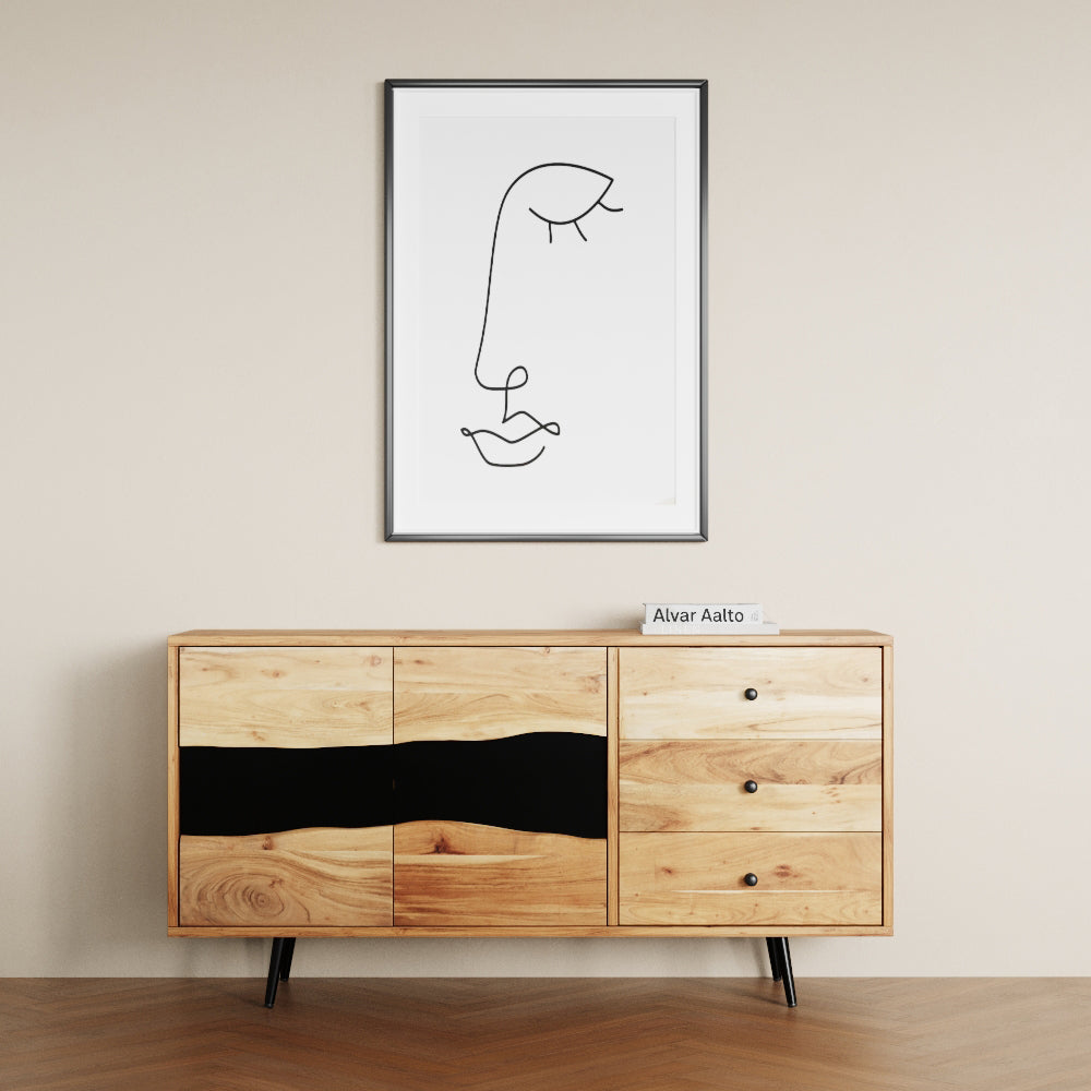 acheter buffet 2 portes 3 tiroirs bois d accacia