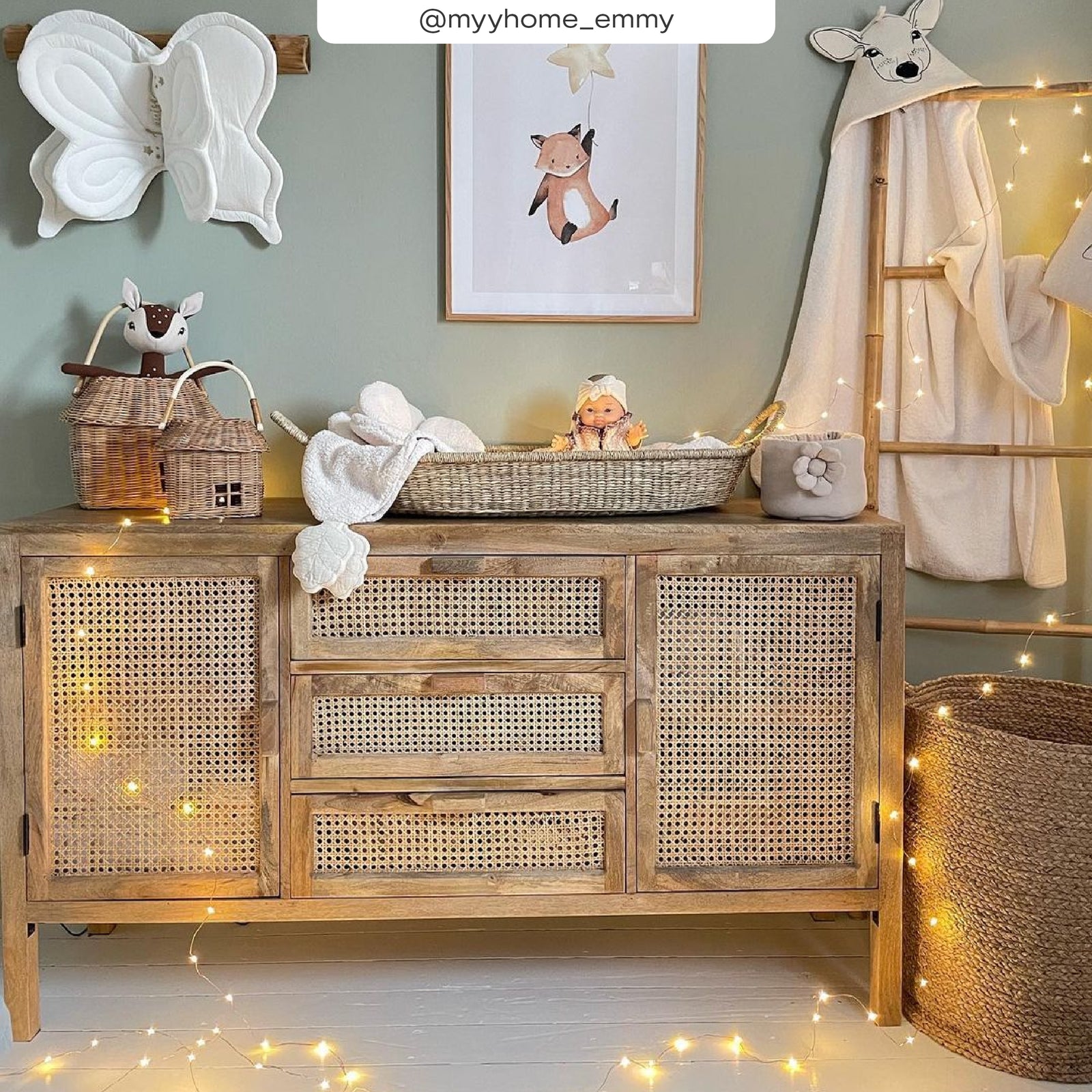 acheter buffet 2 portes et 3 tiroirs en cannage