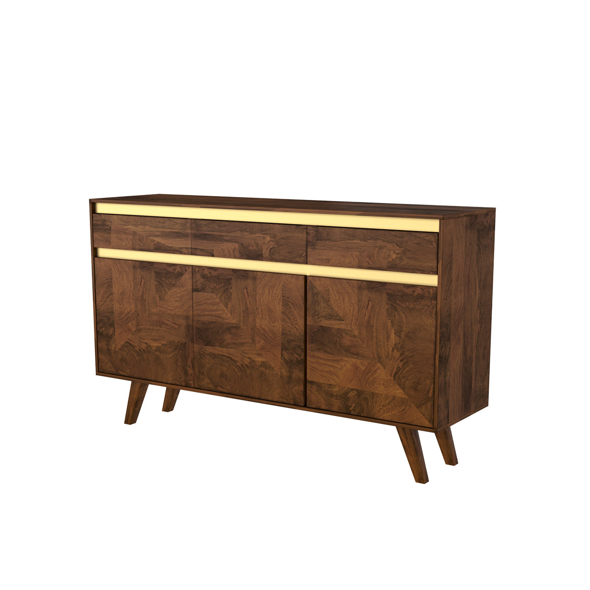 acheter buffet 3 portes 3 tiroirs bois fonce et dore