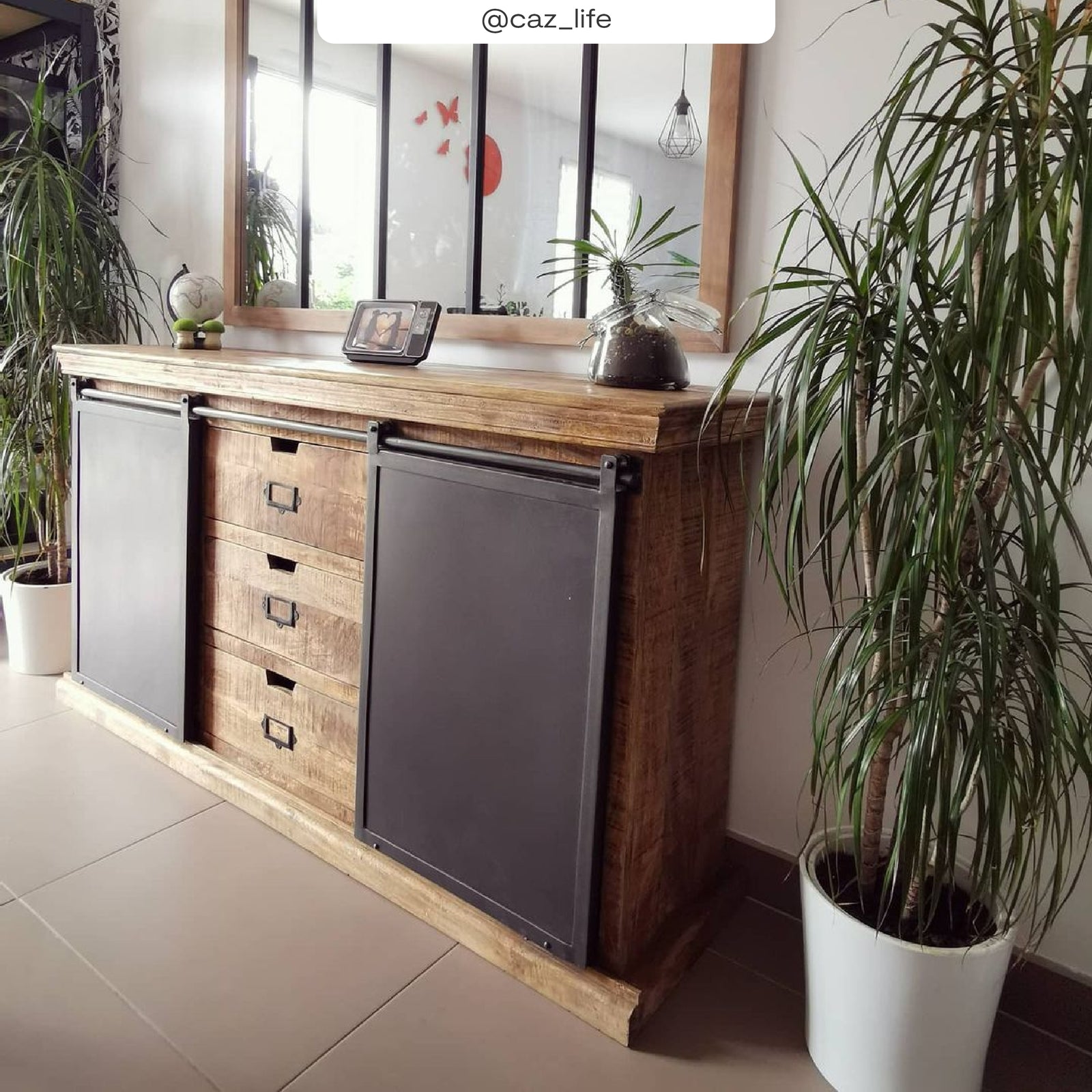 acheter buffet avec 2 portes coulissantes en bois massif