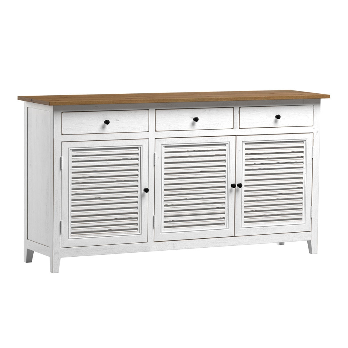 acheter buffet blanc plateau bois clair