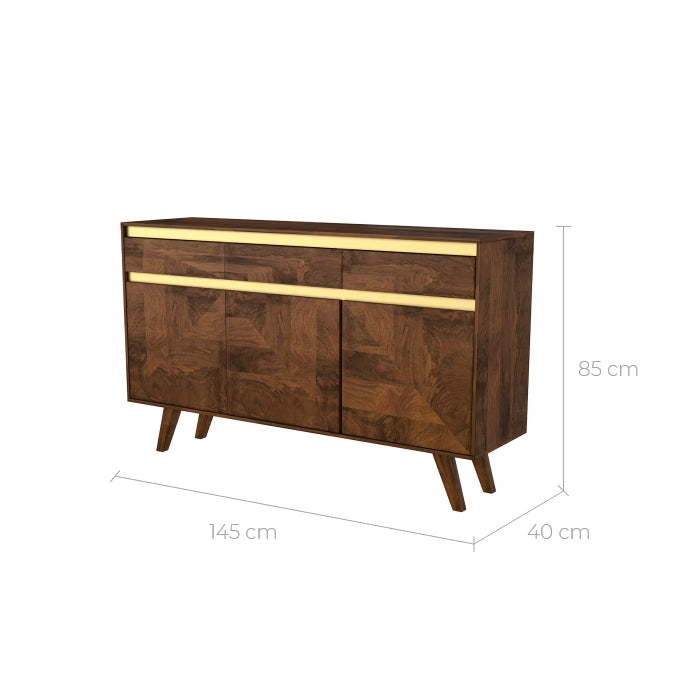 acheter buffet bois fonce et dore