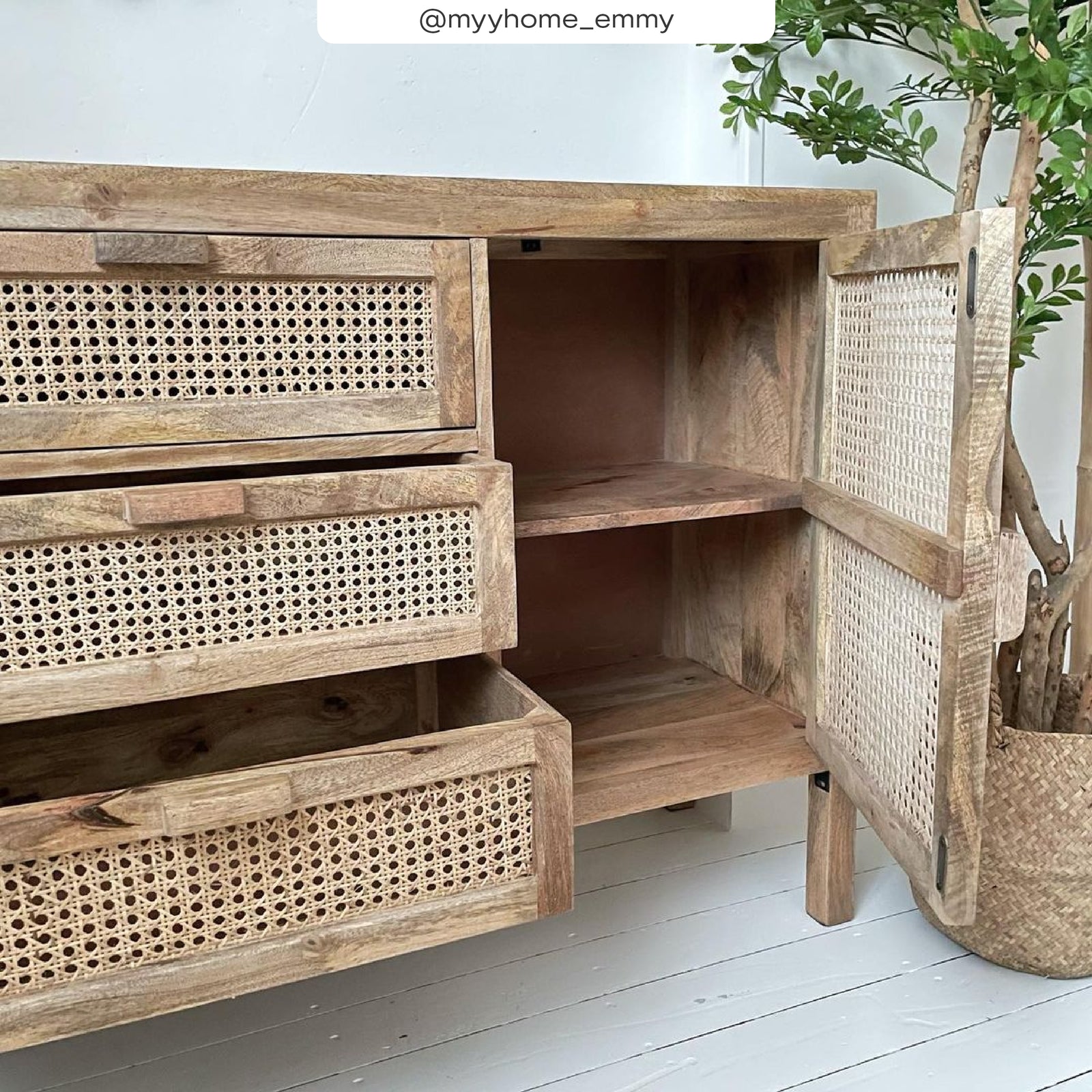 acheter buffet tiki 3 tiroirs 2 portes en bois massif