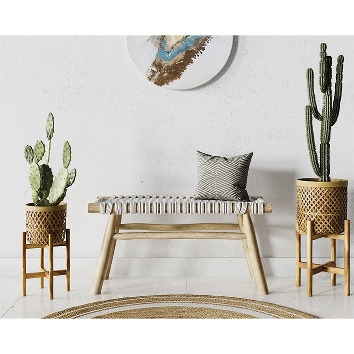 acheter cache pot en bois de teck ajoure