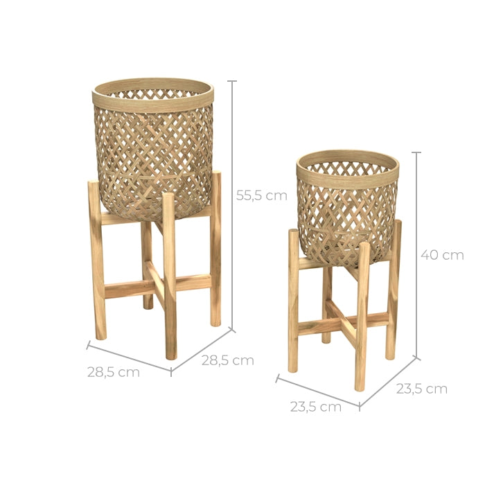 acheter cache pot lot de 2 bambou