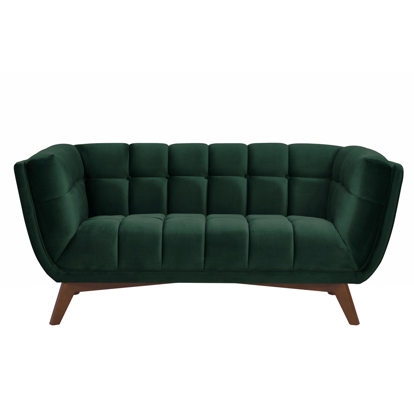 acheter canape 2 places vert fonce pieds bois