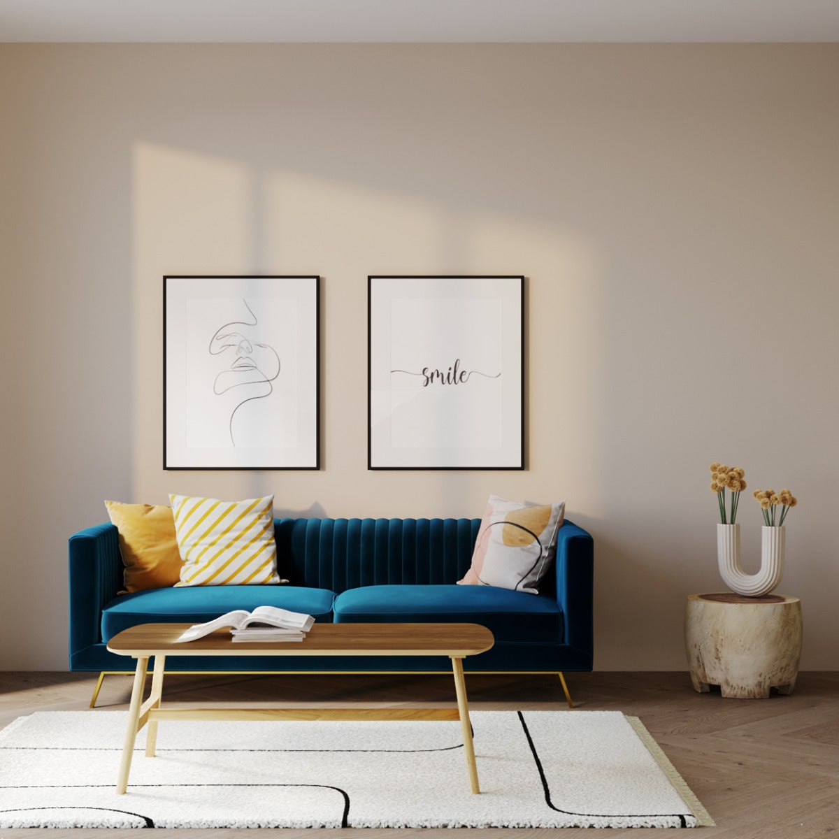 acheter canape 3 places en velours bleu fonce