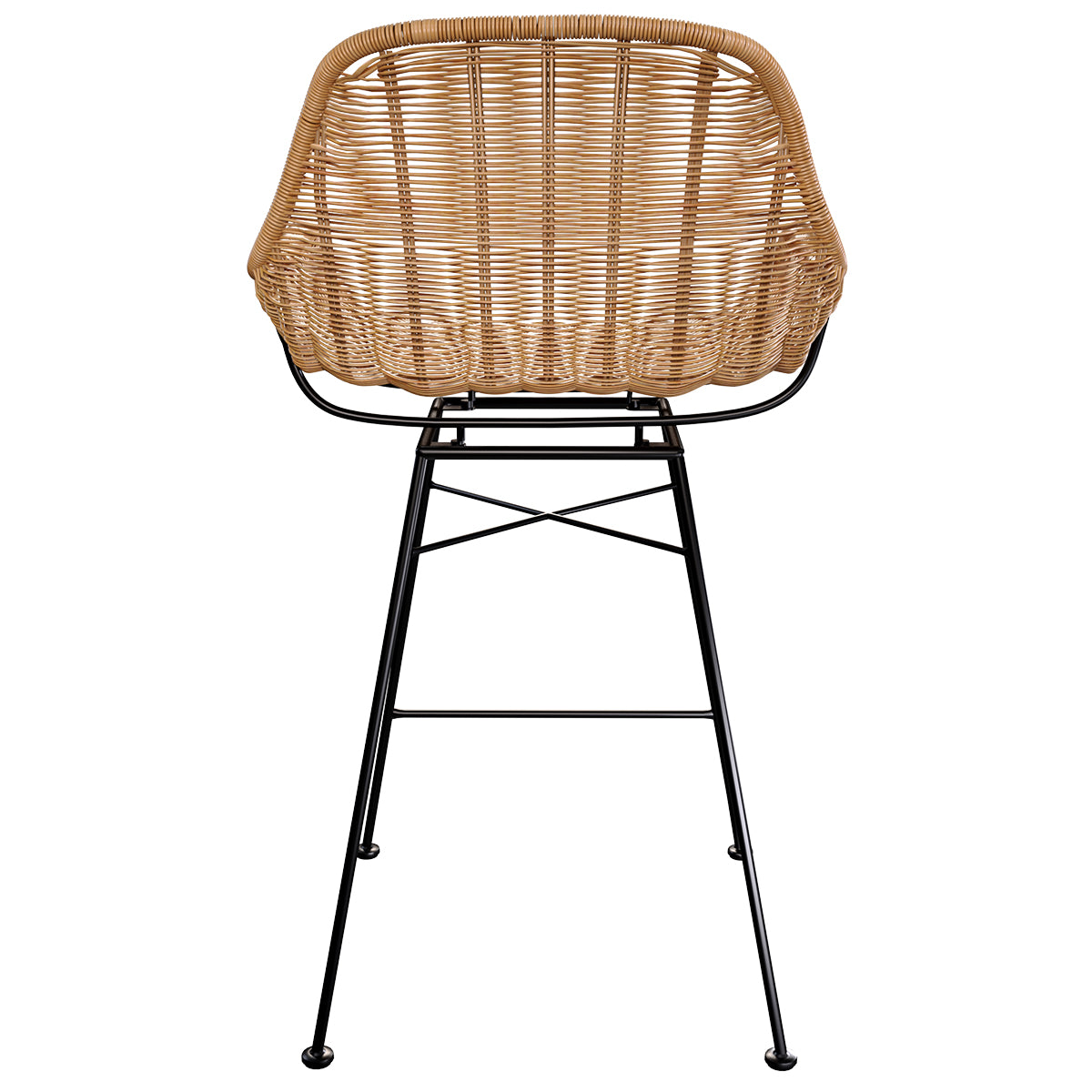 acheter chaise bar en resine tressee naturelle et pieds en metal noir 65 cm