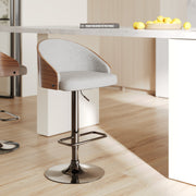 acheter chaise de bar bois et tissu gris chrome vintage_1