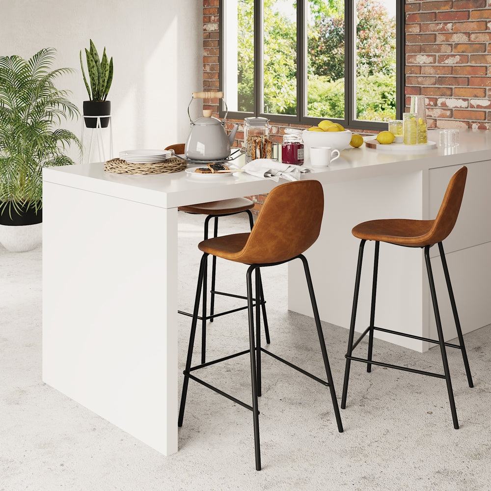 acheter chaise de bar camel effet cuir vintage