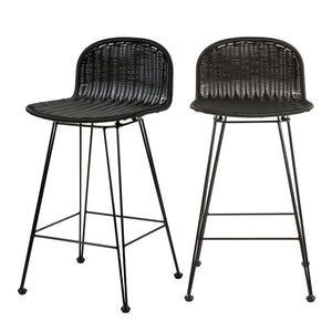 acheter chaise de bar en resine tressee noire lot de 2