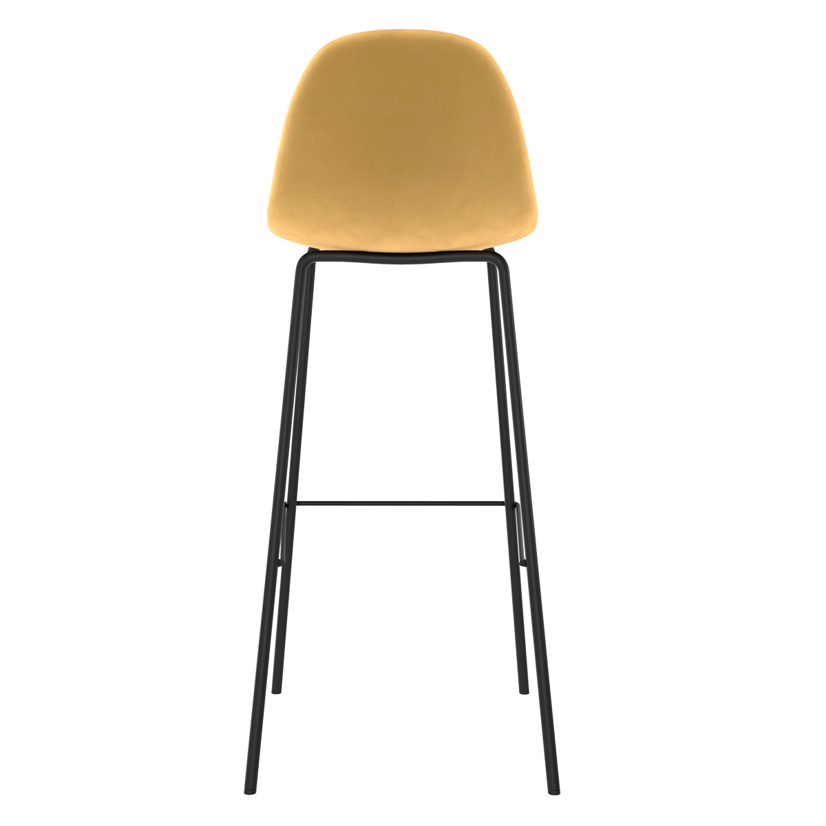 acheter chaise de bar en velours jaune et pieds metal noir lot de 2