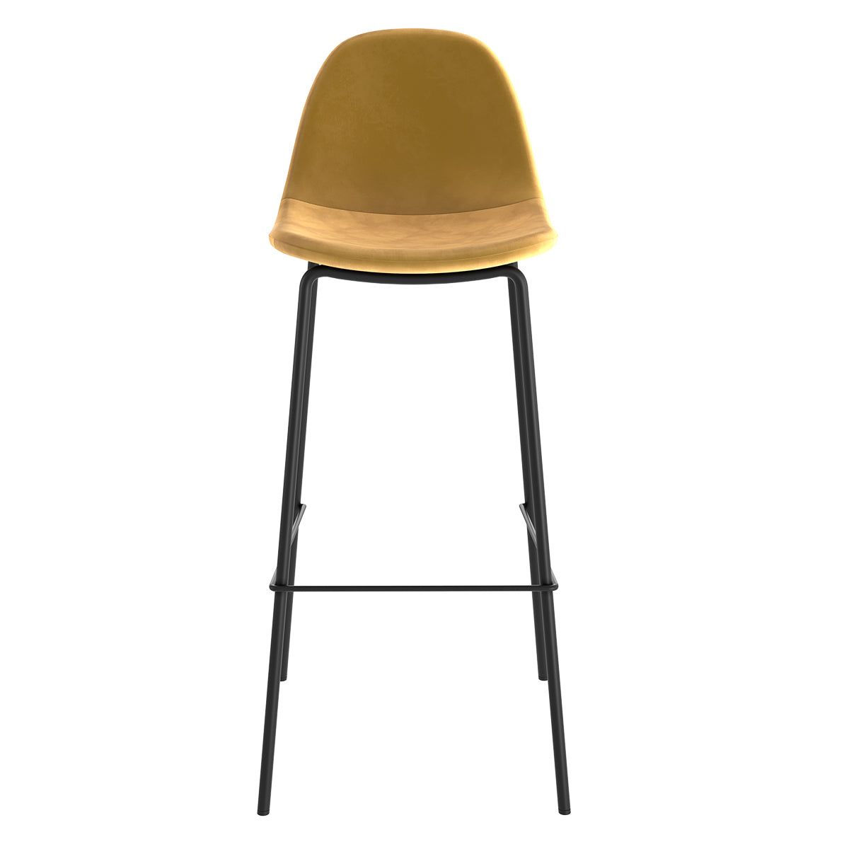 acheter chaise de bar en velours jaune et pieds metal noir lot de deux