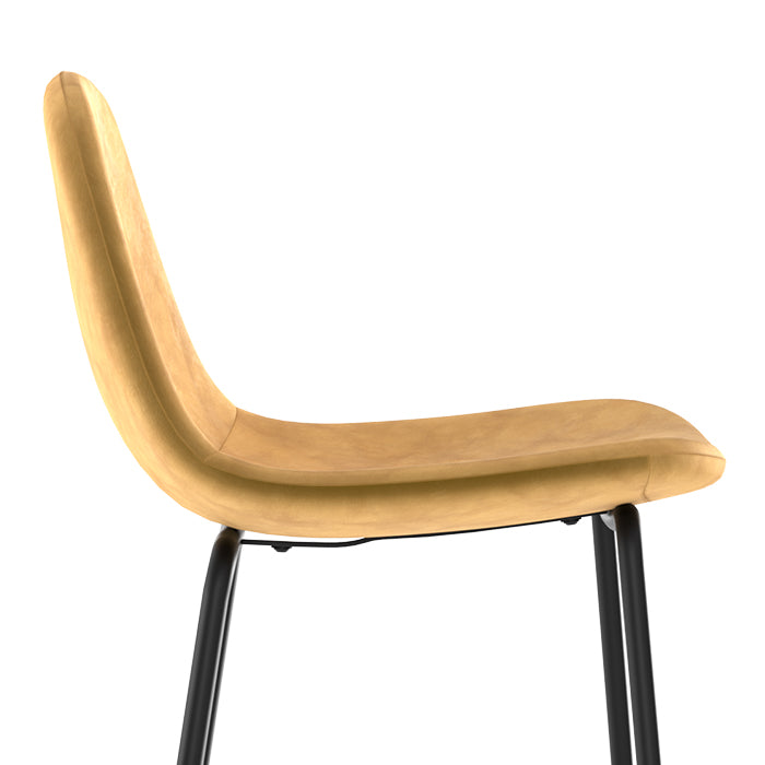 acheter chaise de bar en velours jaune pieds metal noir lot de deux
