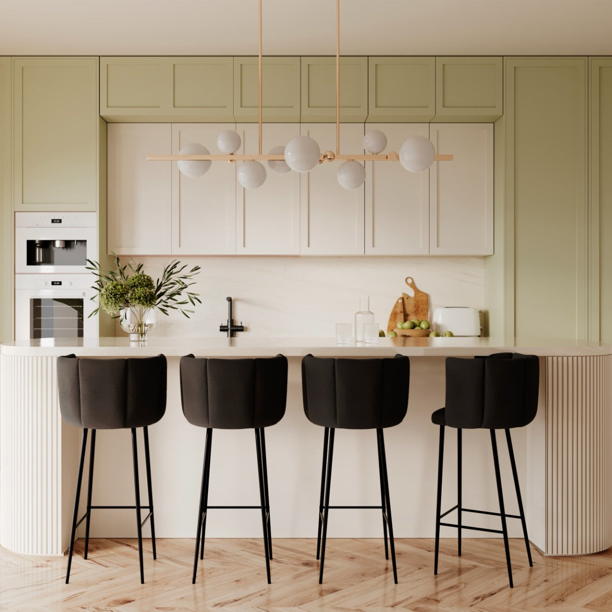 acheter chaise de bar en velours noir et pieds en metal