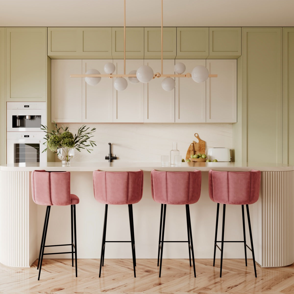 acheter chaise de bar en velours rose et pieds