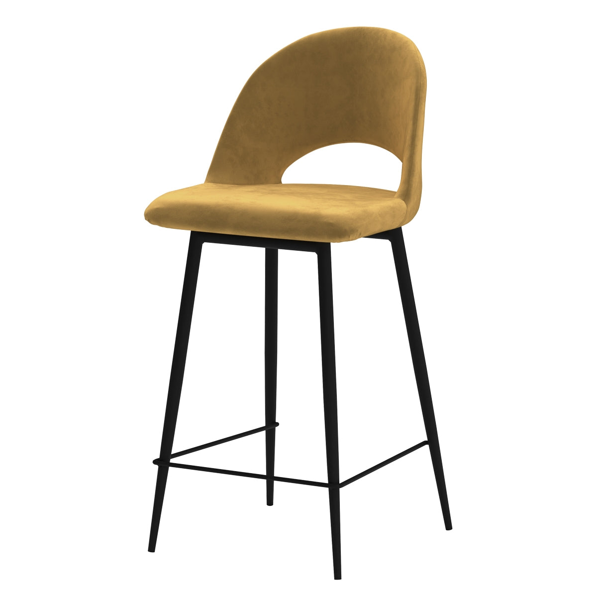 acheter chaise de bar jaune en velours pieds noir