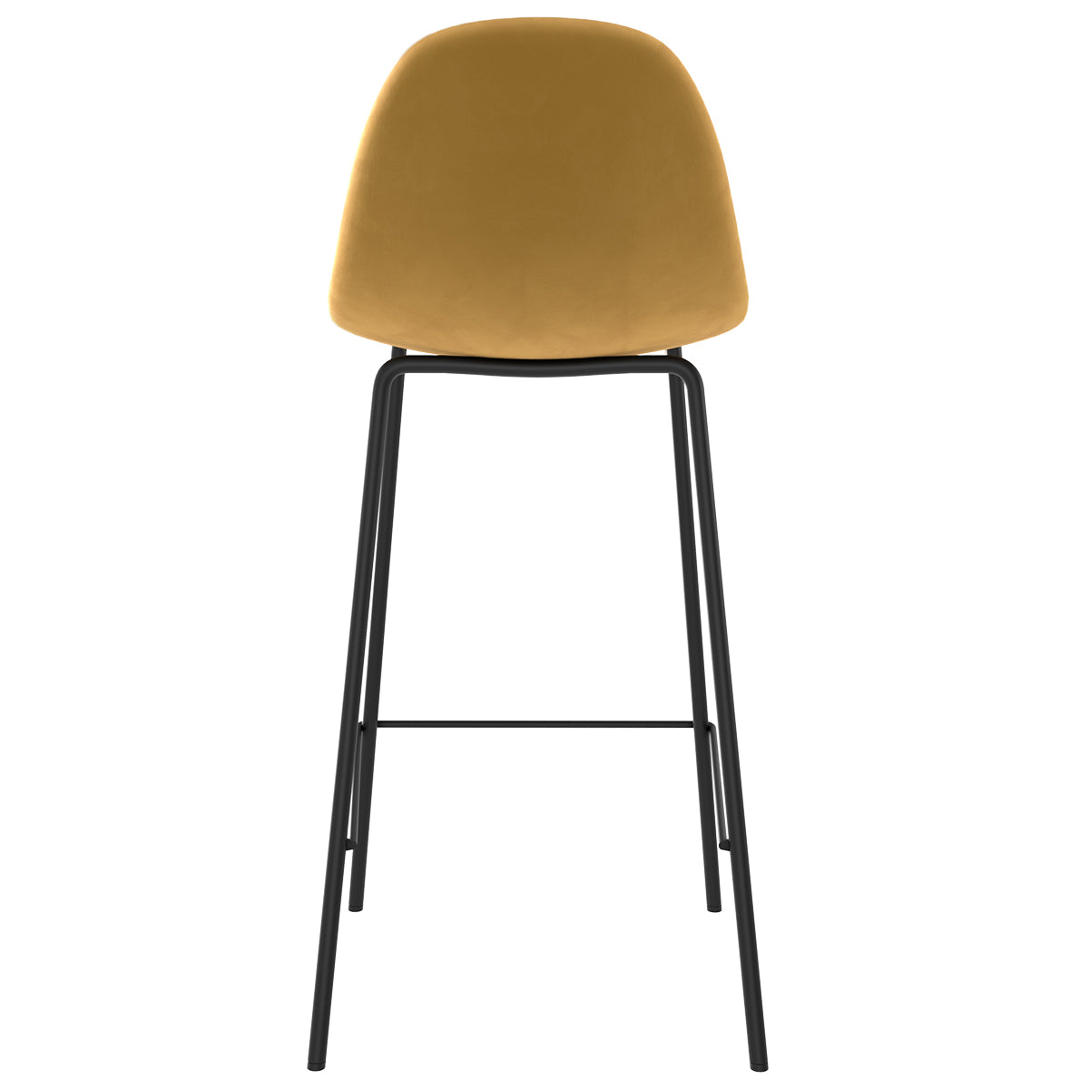 acheter chaise de bar mi hauteur en velours jaune pieds metal noir lot de deux