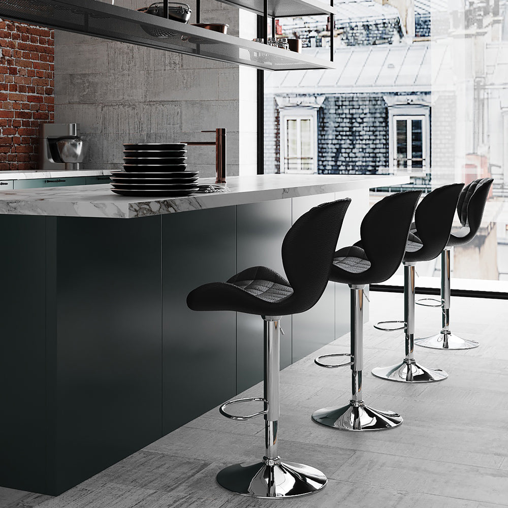 acheter chaise de bar noir cuir lot de 2 