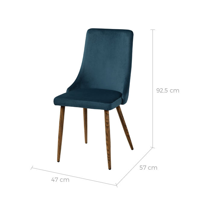 acheter chaise en velours bleu lot de 2