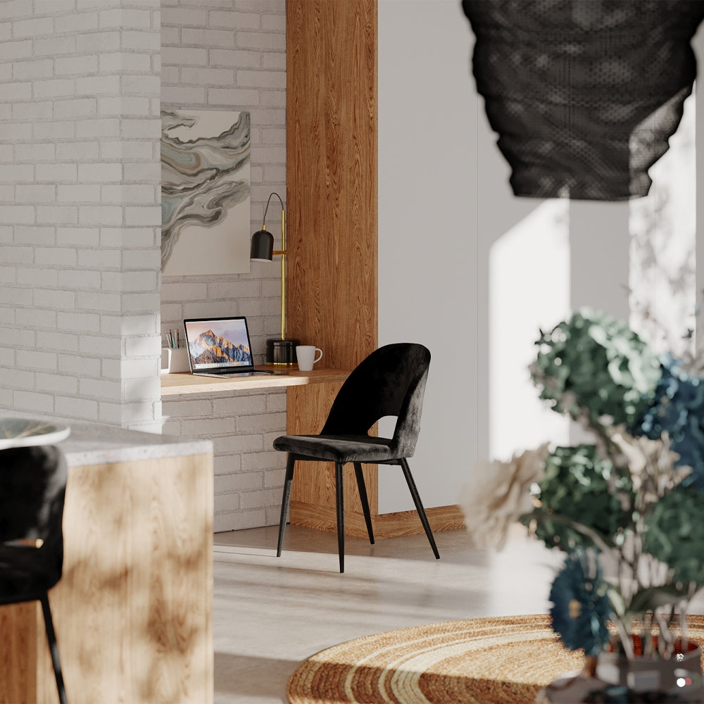 acheter chaise en velours noir pieds metal confortable