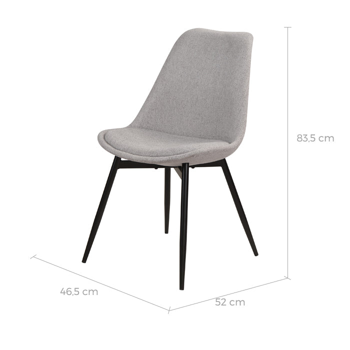 acheter chaise gris clair chine pieds noirs