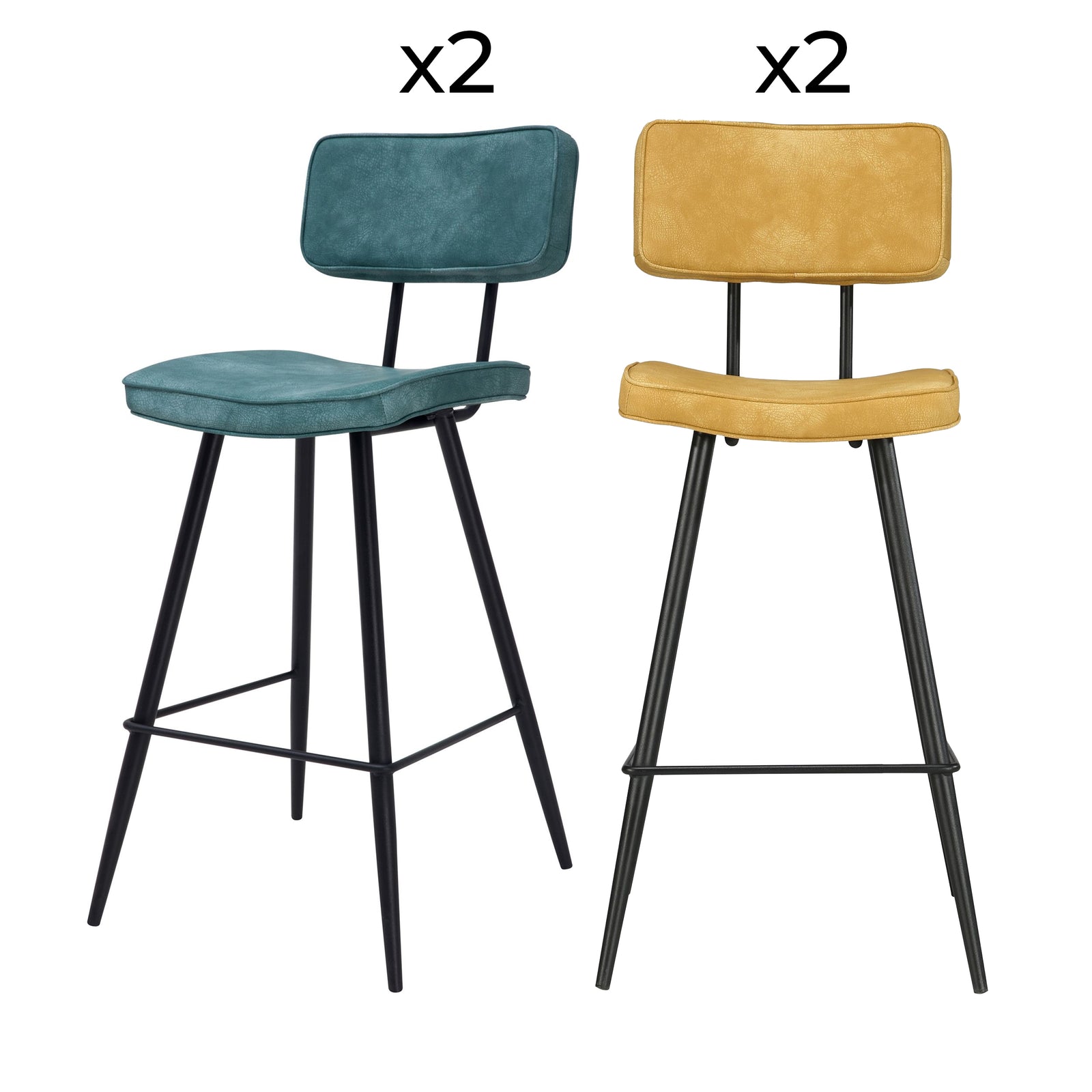 acheter chaise jaune vintage cuir synthetique lot de 2 bleu et jaune fond blanc