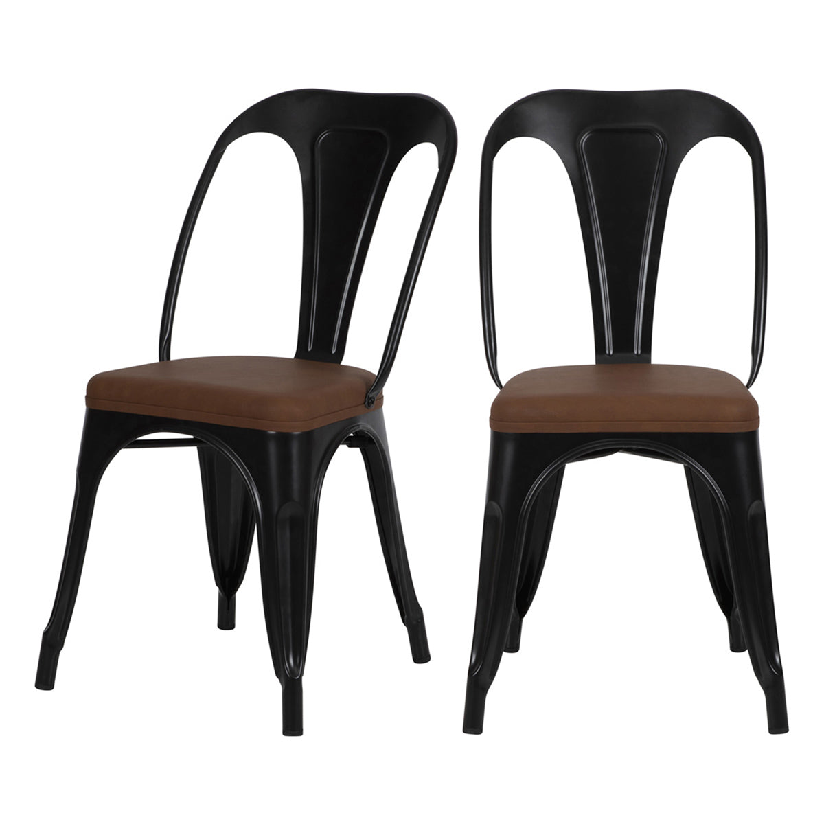 acheter chaise metal noir et synthetique marron charly