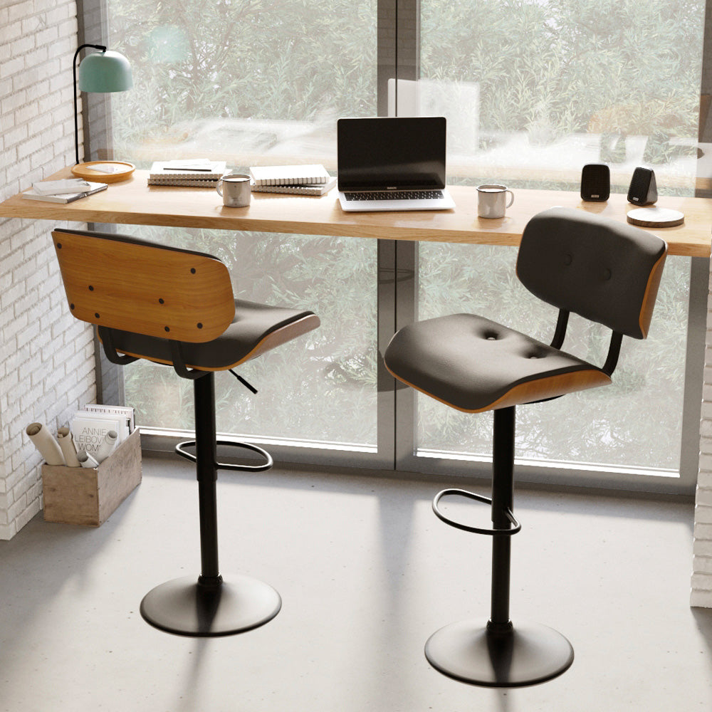 acheter chaise tabouret de bar noir cuir en bois_1