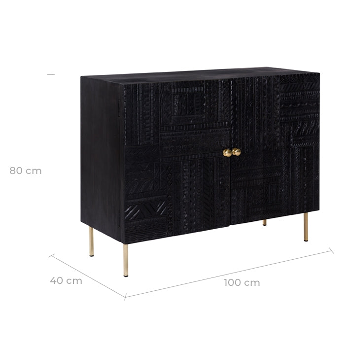 acheter commode 2 portes en bois martele
