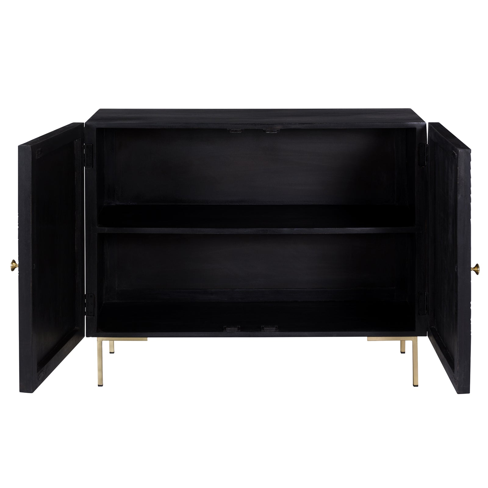 acheter commode noire matelee en bois pieds dore